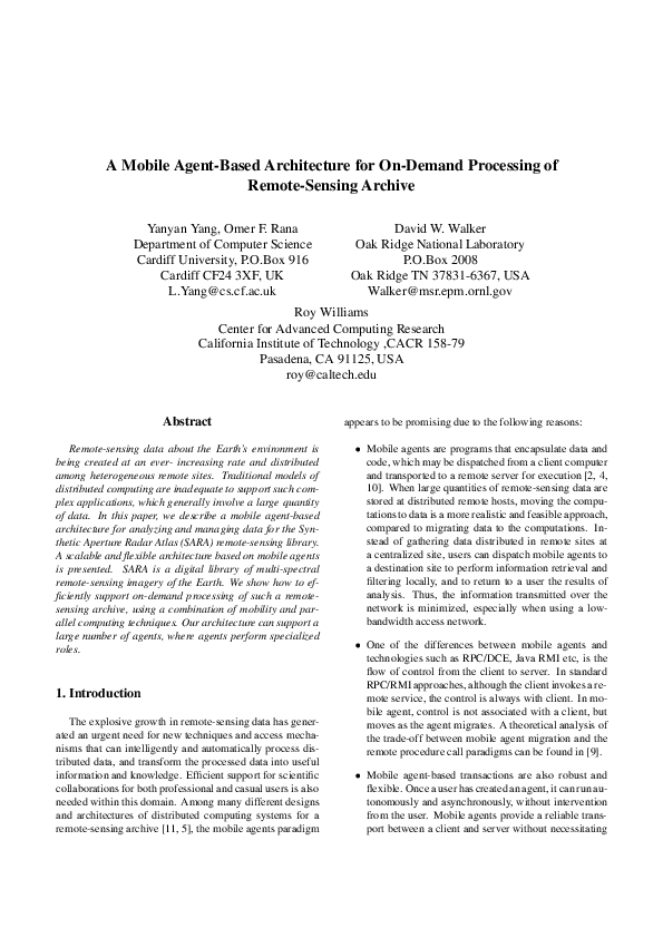 (PDF) A mobile agent-based architecture for on-demand processing of ...