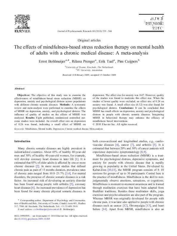 (PDF) The effects of mindfulness-based stress reduction therapy on ...