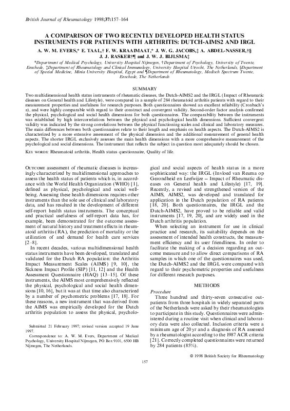 (PDF) A comparison of two recently developed health status instruments ...