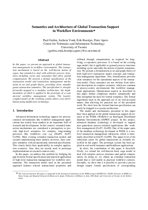 (PDF) Semantics and architecture of global transaction support in ...
