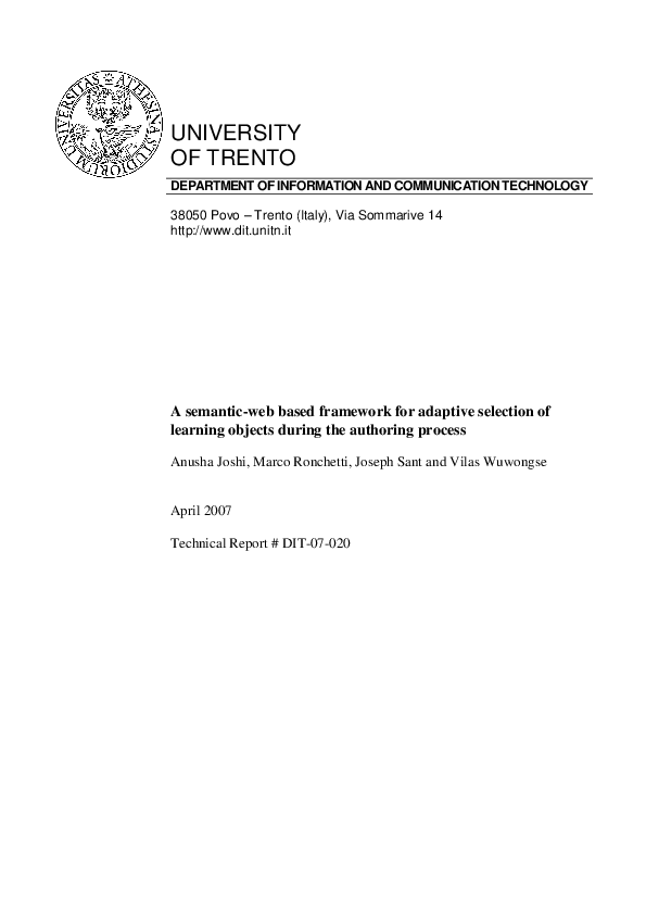 (PDF) A semantic-web based framework for adaptive selection of learning ...