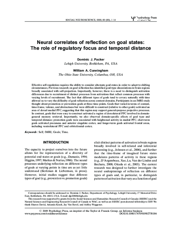 (PDF) Neural correlates of reflection on goal states: the role of ...