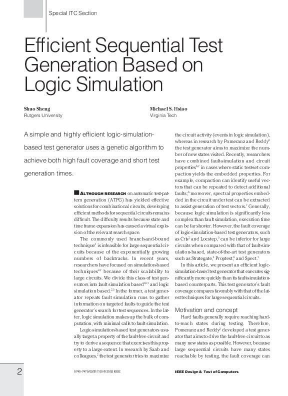 (PDF) Efficient sequential test generation based on logic simulation