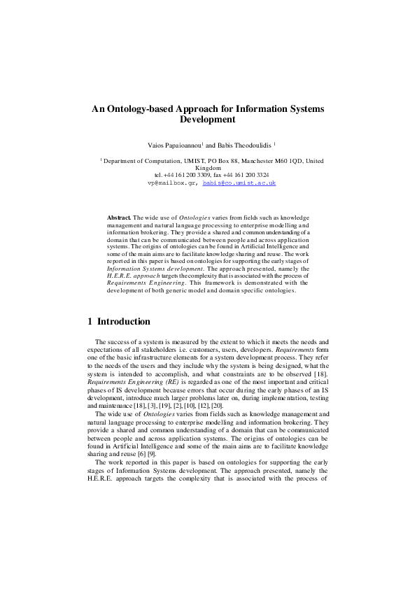 (PDF) An Ontology based Approach for Information Systems Development