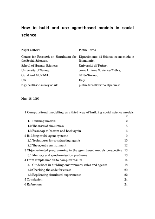 (PDF) How to build and use agentbased models in social science Nigel