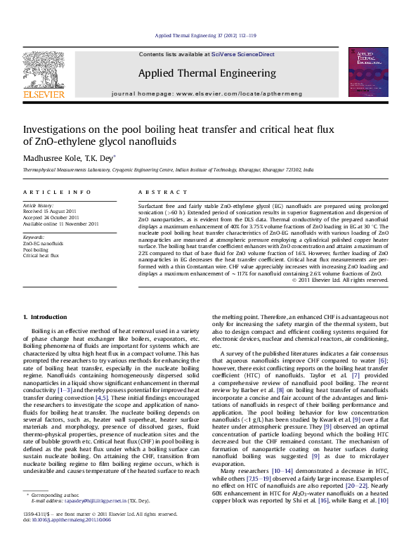 (PDF) Investigations on the pool boiling heat transfer and critical ...