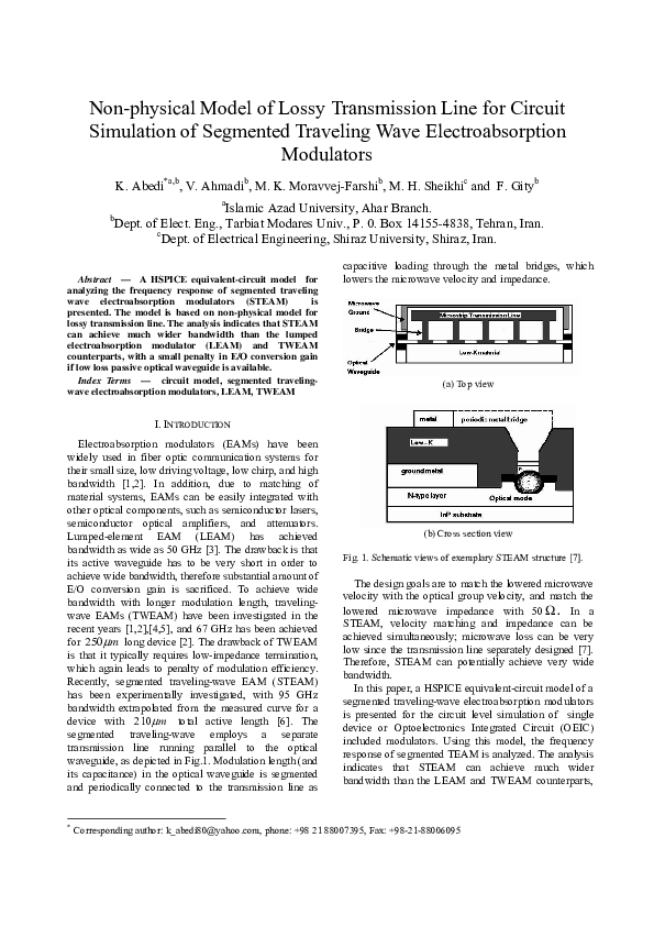 (PDF) Non-physical model of lossy transmission line for circuit ...