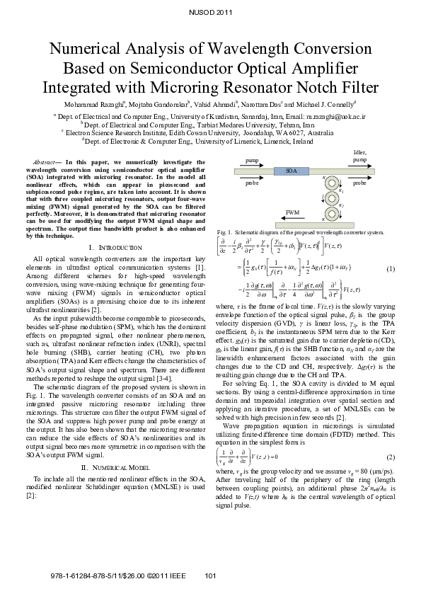 (PDF) Numerical analysis of wavelength conversion based on ...