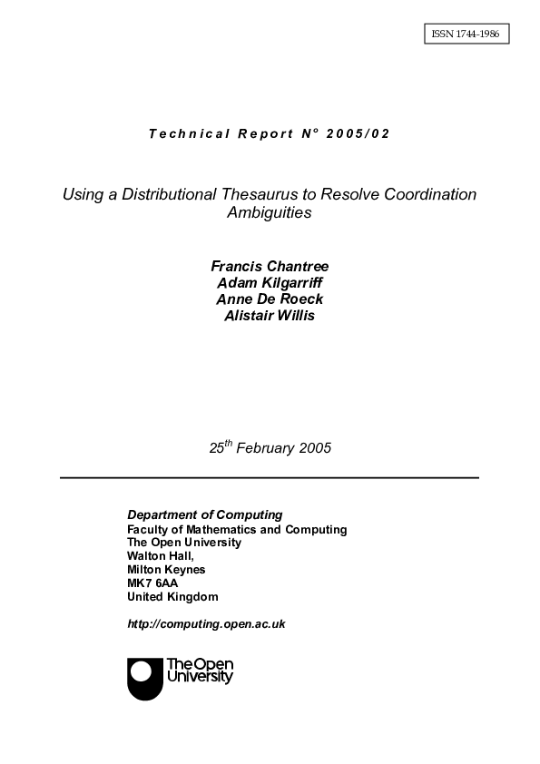 (PDF) Using a distributional thesaurus to resolve coordination