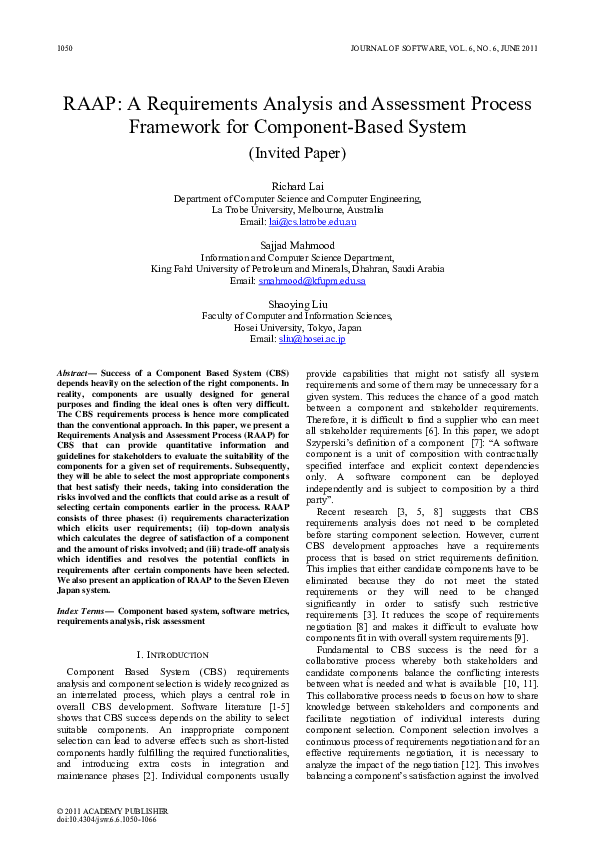 (PDF) RAAP: A Requirements Analysis and Assessment Process Framework ...