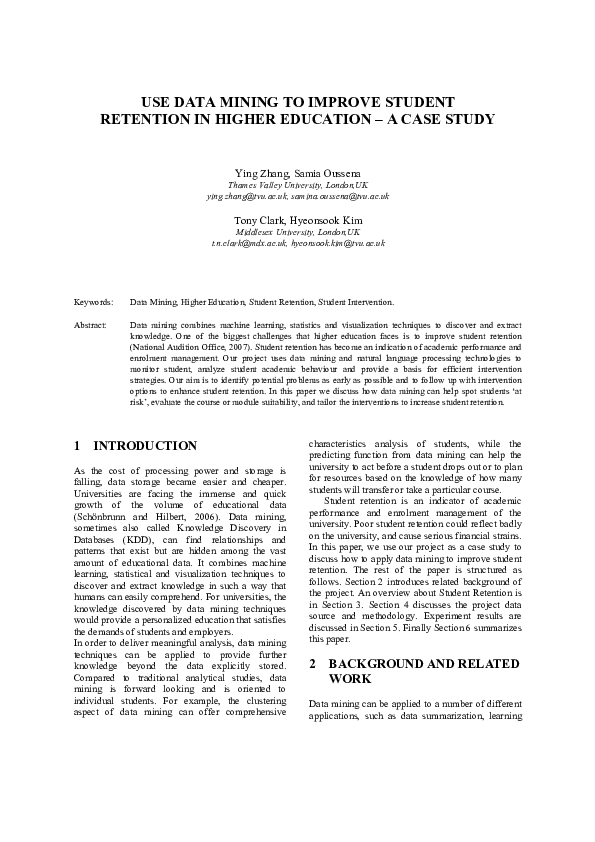 (PDF) Use Data Mining To Improve Student Retention in Higher Education ...