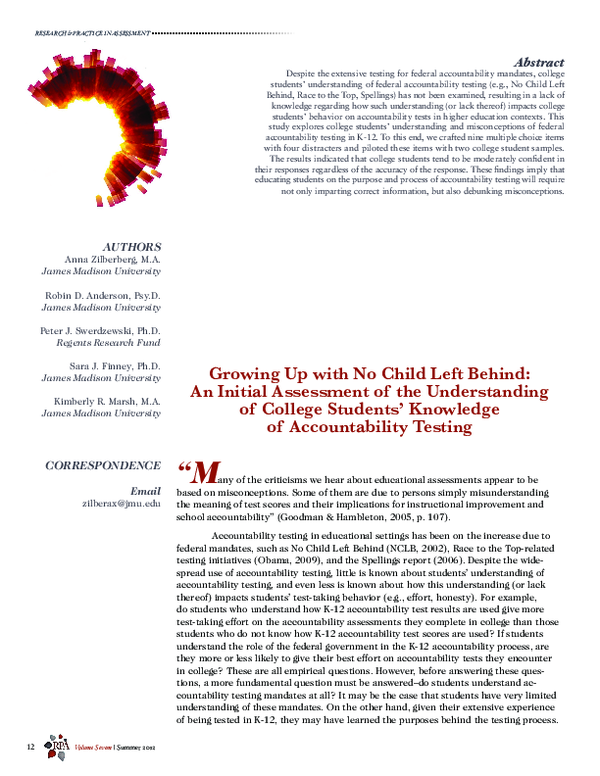 (PDF) Growing Up with No Child Left Behind: An Initial Assessment of ...