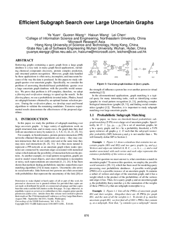  PDF Efficient Subgraph Search Over Large Uncertain Graphs Lei CHEN 