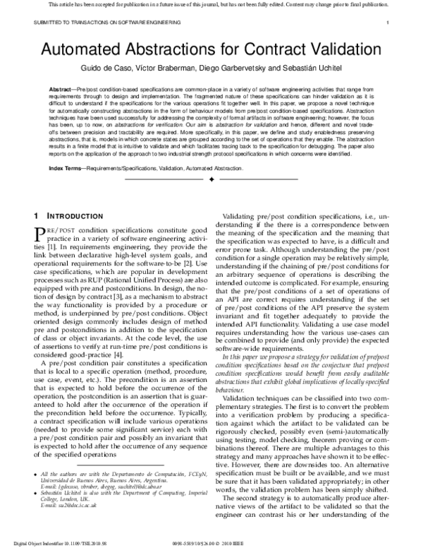 (PDF) Automated abstractions for contract validation