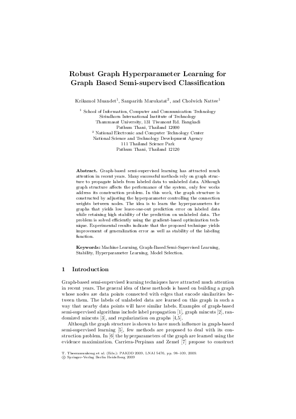 (PDF) Robust graph hyperparameter learning for graph based semi ...