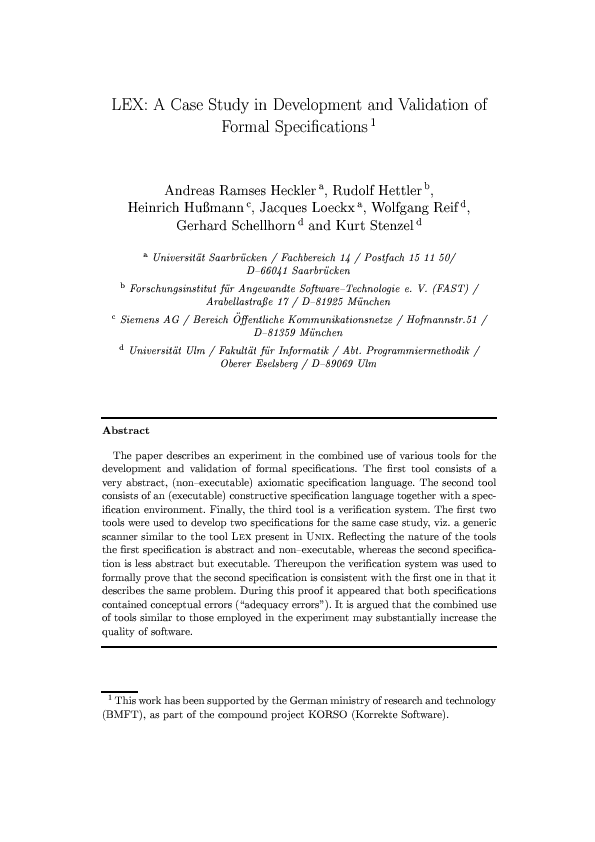 (PDF) LEX: a case study in development and validation of formal ...