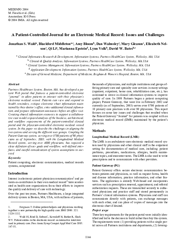 (PDF) A patient-controlled journal for an electronic medical record ...