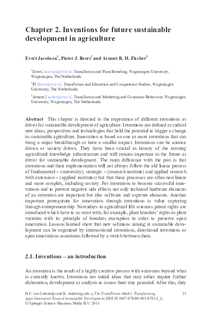 (PDF) Inventions for future sustainable development in agriculture