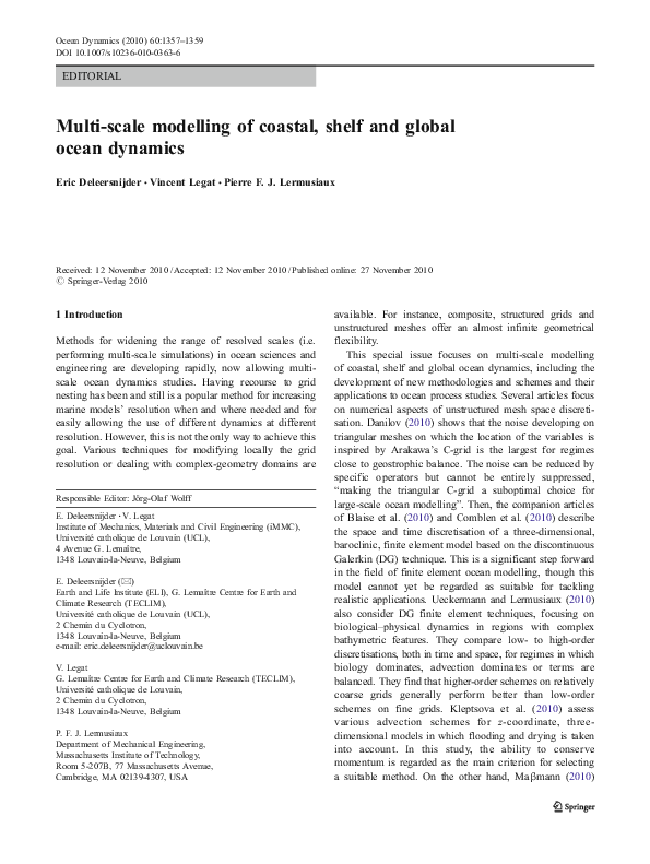 (PDF) Multi-scale modelling of coastal, shelf and global ocean dynamics