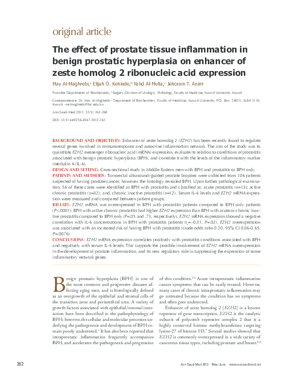 (PDF) The effect of prostate tissue inflammation in benign prostatic ...