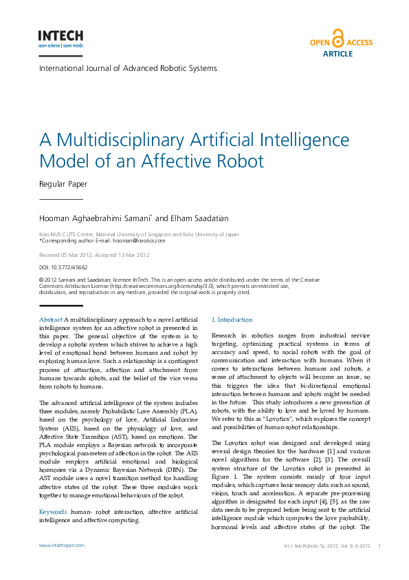 (PDF) A Multidisciplinary Artificial Intelligence Model of an Affective ...