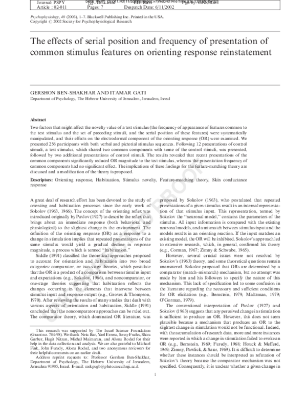 (PDF) The effects of serial position and frequency of presentation of ...