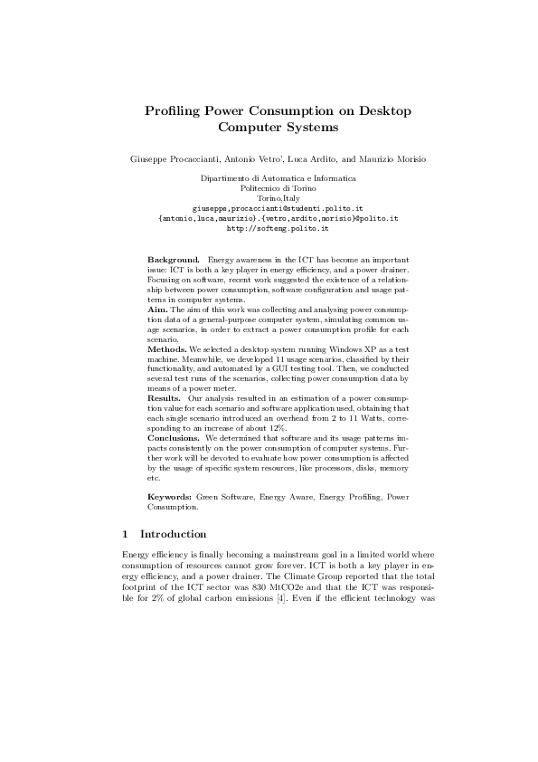 Power Consumption Of A Computer