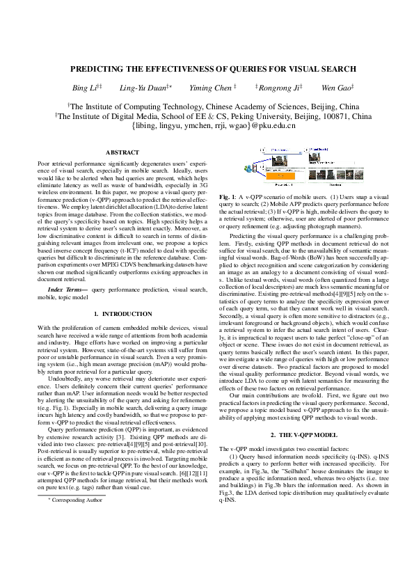 (PDF) Predicting the effectiveness of queries for visual search