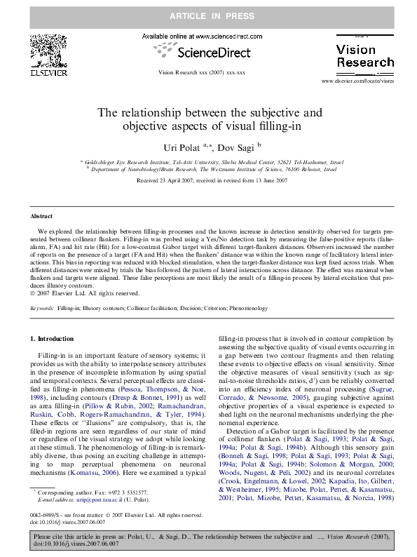 (PDF) The relationship between the subjective and objective aspects of ...