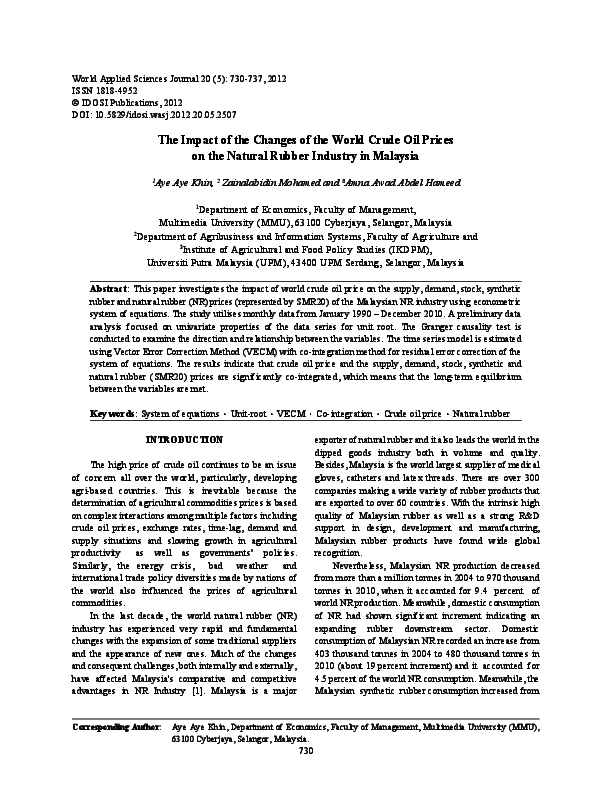 (PDF) The Impact of the Changes of the World Crude Oil Prices on the ...