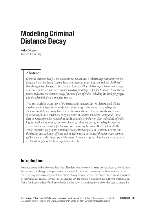 (PDF) Modeling Criminal Distance Decay