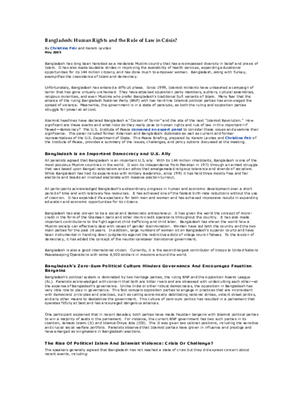 (PDF) Bangladesh Human Rights and the Rule of Law in Crisis? C