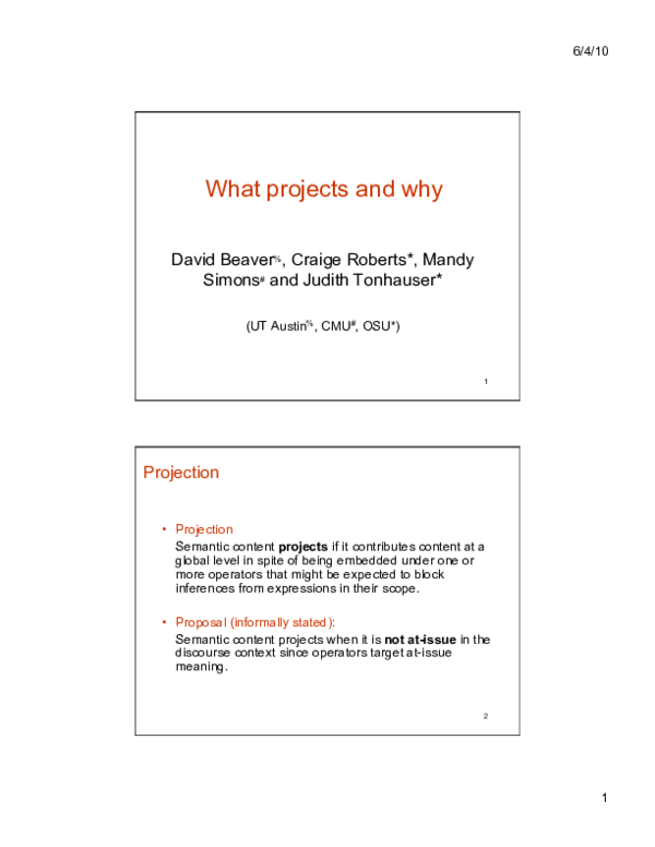 (PDF) What projects and why
