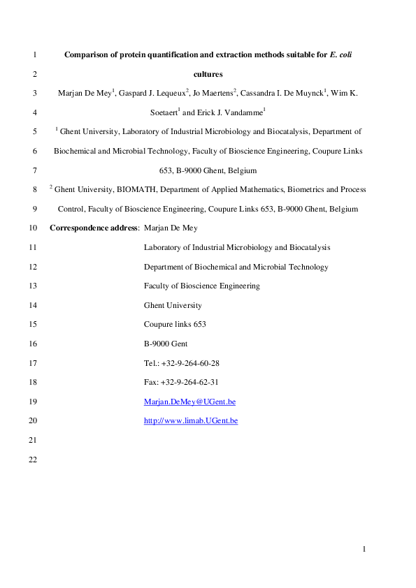 (PDF) Comparison of protein quantification and extraction methods ...