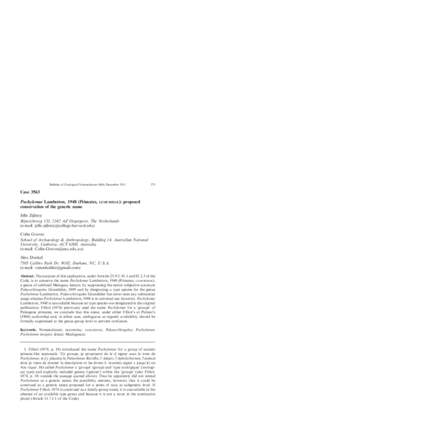 (PDF) Case 3563 Pachylemur Lamberton, 1948 (Primates, LEMURIDAE ...