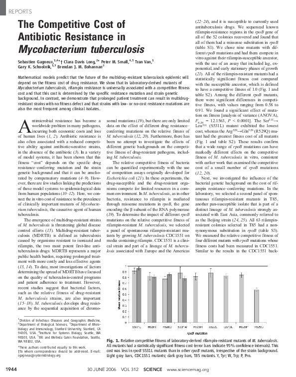 (PDF) The competitive cost of antibiotic resistance in Mycobacterium ...