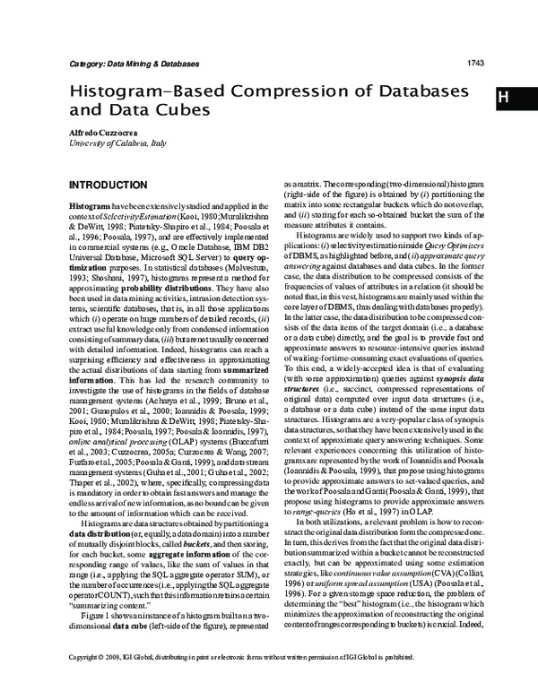 (PDF) Histogram-Based Compression of Databases and Data Cubes