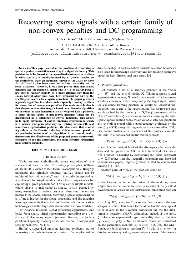 (PDF) Recovering sparse signals with a certain family of nonconvex ...