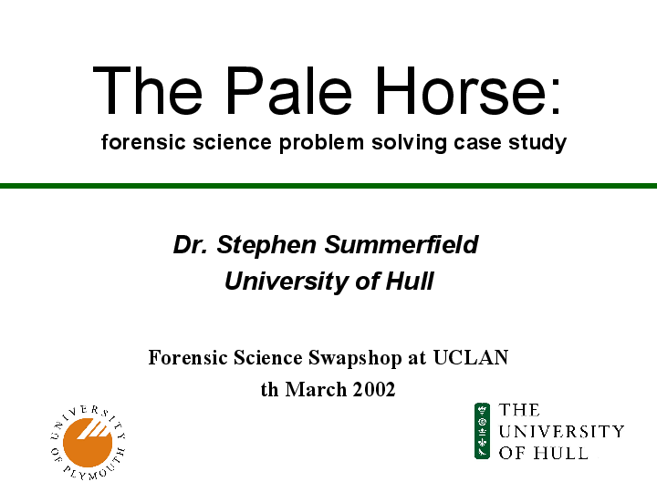 Ppt Ltsn Forensic Science Case Study Presentation 2002 Ppt Ltsn Forensic Science Case Study Presentation 2002