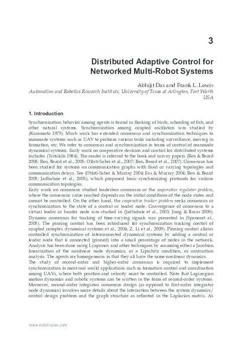 (PDF) Distributed Adaptive Control for Networked Multi-Robot Systems