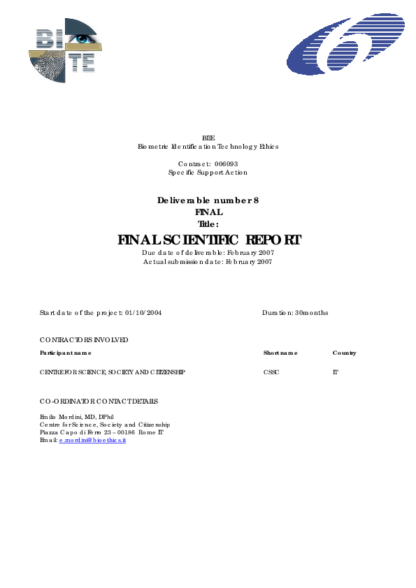 (PDF) FINAL SCIENTIFIC REPORT