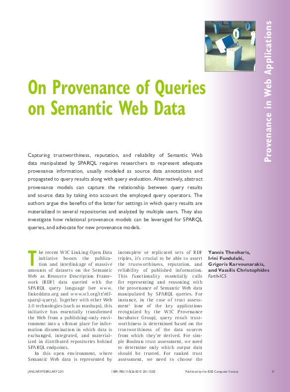 (PDF) On provenance of queries on semantic web data