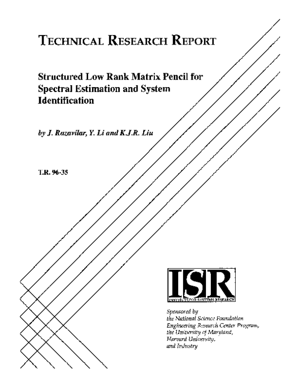 (PDF) A structured low-rank matrix pencil for spectral estimation and ...
