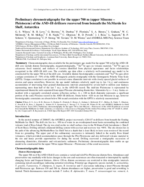 (PDF) Preliminary chronostratigraphy for the upper 700 m (upper Miocene ...