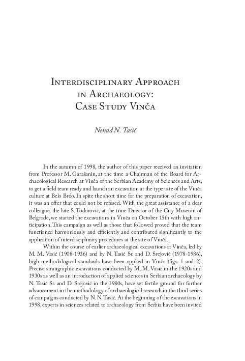 (PDF) Interdisciplinary Approach in Archaeology: Case Study Vinča