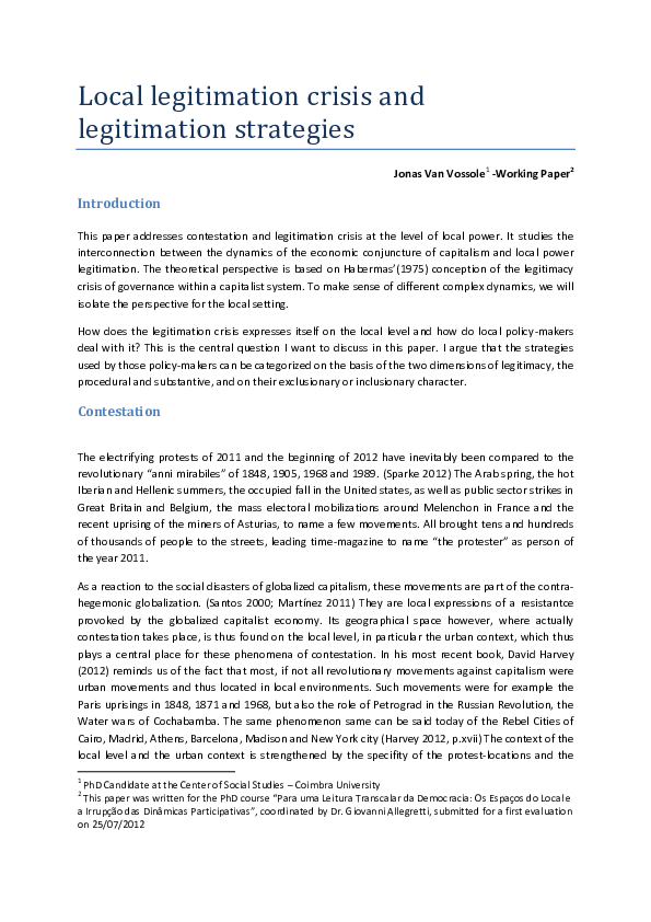 (PDF) Working Paper: Local legitimation crisis and legitimation ...