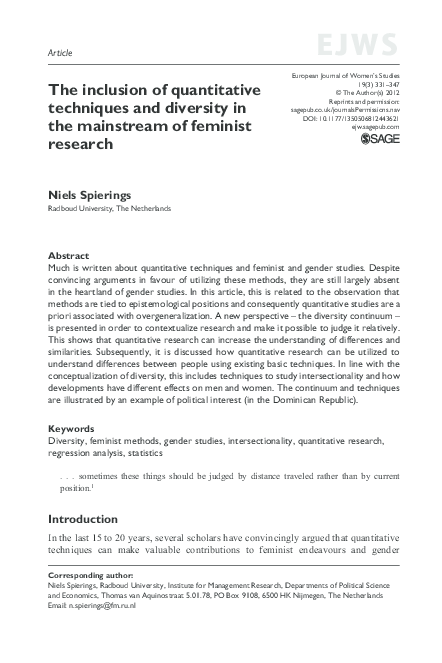 (PDF) The inclusion of quantitative techniques and diversity in the ...