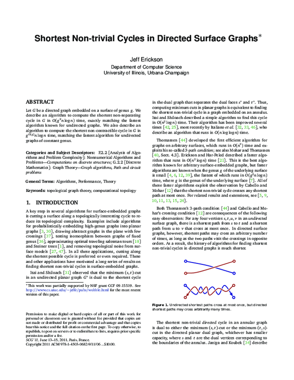 (PDF) Shortest Non-trivial Cycles in Directed Surface Graphs