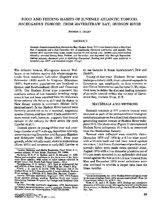 (PDF) FOOD AND FEEDING HABITS OF JUVENILE ATLANTIC TOMCOD ...