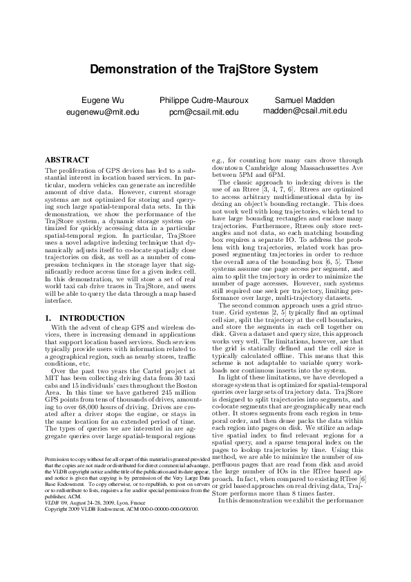 (PDF) Demonstration of the trajstore system